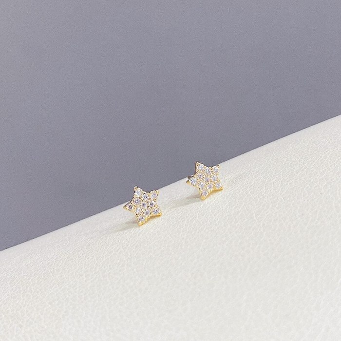 Popular 925 Silver Needle Small Ear Studs One Card Three Pairs Set Combination Zircon Anti-Allergy Small Skirt Earrings