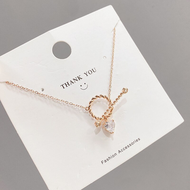Necklace Korean Simple Personality Elegant Heart Clavicle Chain Female Online Influencer Trendy All-Match Necklace Ornament