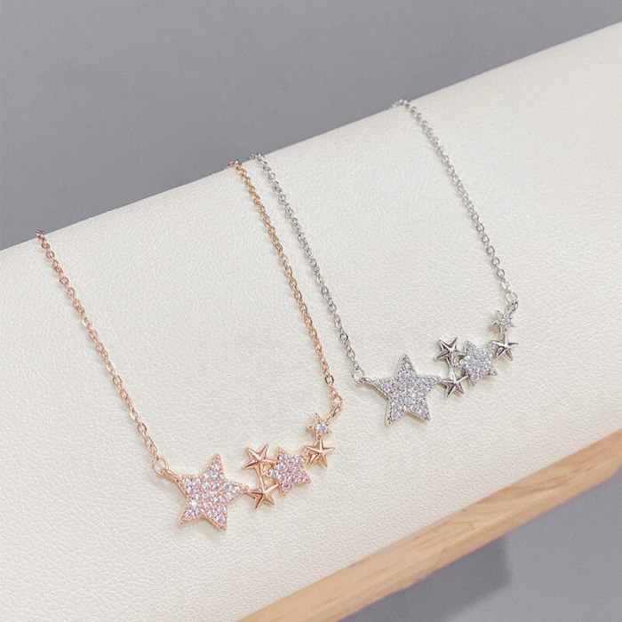 Korean Fashion Pentagram Zircon XINGX Necklace Instagram Mesh Red Style Simple Temperament Clavicle Chain Female Accessories