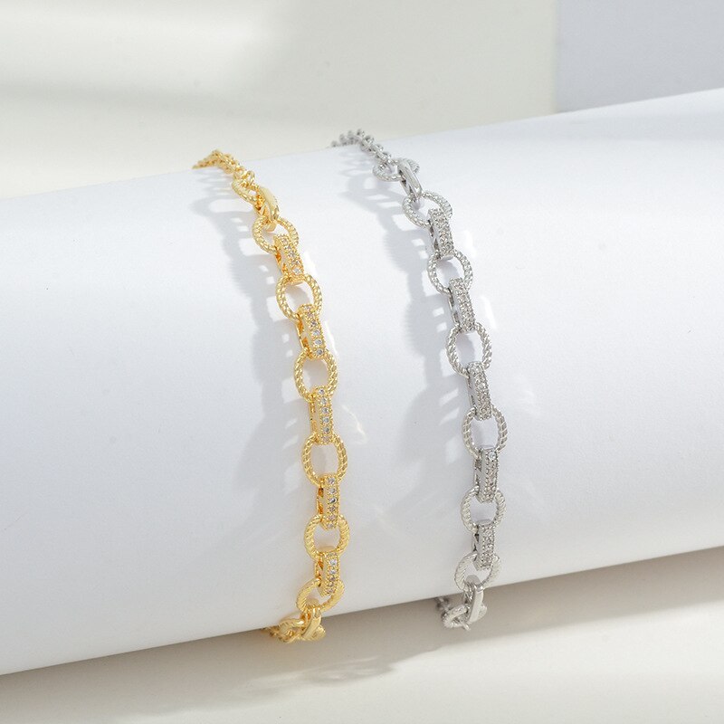 Cross-Border European and American Fashion Pull Bracelet Female Micro Inlaid Zircon Chain Bracelet Hot Sale Jewelry