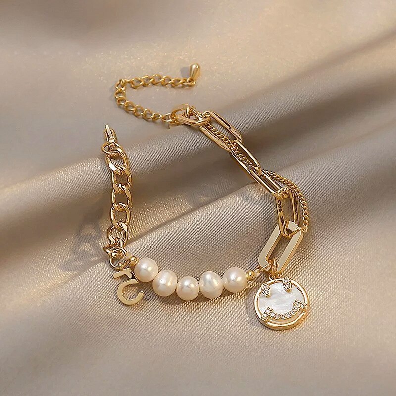 Smiley Baroque Natural Pearl Bracelet Special-Interest Design High Sense New Girlfriends Girls Bracelet Ornament