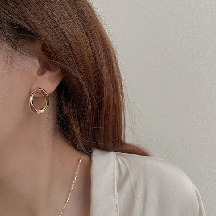 Sterling Silver Needle Stylish and Simple Personality Earrings Rhinestone Pearl Geometric Earrings Temperament Design Earrings