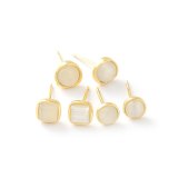 Sterling Silver Needle Fashion Girl Three Piece Set Combination Ear Studs One Card Three Pairs Opal Student Simple Ear Studs