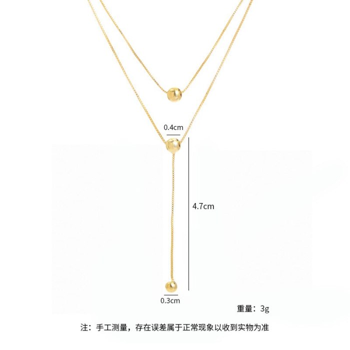New Double-Layer Folding Simple Tassel Necklace Female Copper Plated Real Gold All-Match Clavicle Chain Small Jewelry Wholesale