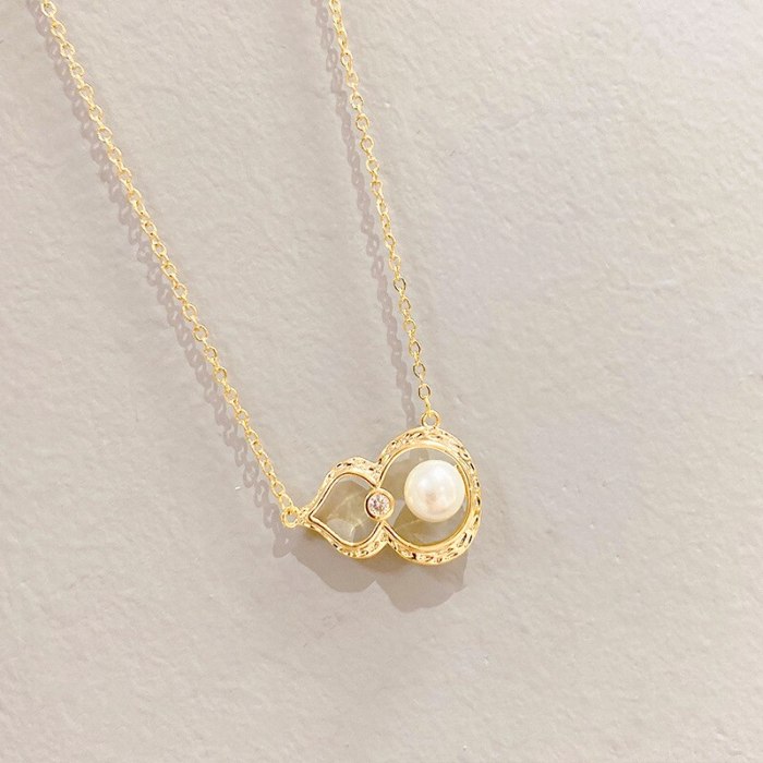 Cross-Border Supply European and American Elegant Elegant Necklace Inlaid AAA Zircon Pear-Shaped Pendant Pearl Necklace