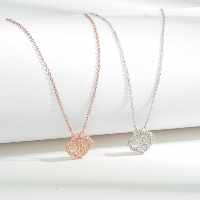 Korean Style Fashion Gold Plated Inlaid Zircon Flower Necklace Niche Design Graceful Personality Clavicle Chain