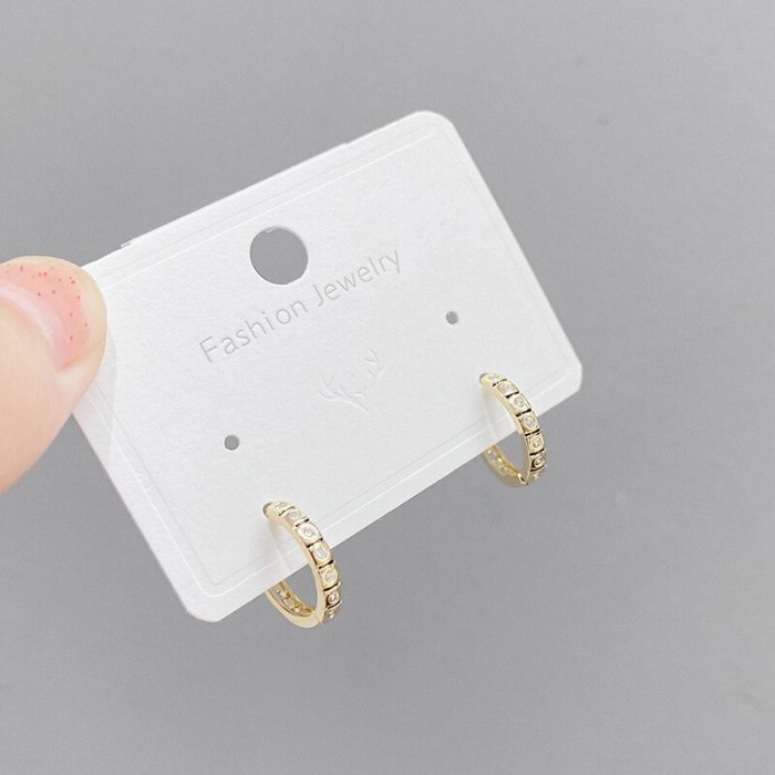Micro Inlaid Zircon C- Shaped Geometric Three-Piece Earrings Small Personality One Card Three Pairs Combination Earrings