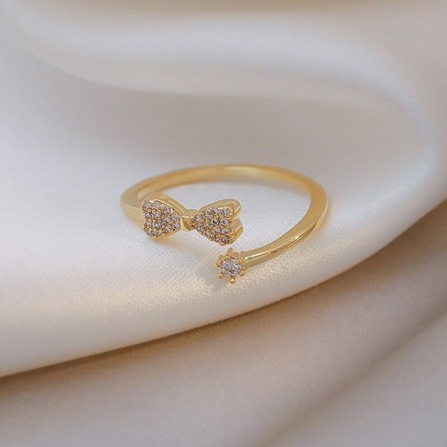 Tiny Bow Ring Female Ins Special-Interest Design Cold Style High-Grade Light Luxury New Ring Fashion