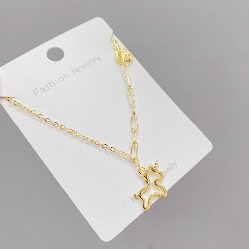 New Korean 14K Gold Design Slightly Inlaid Zircon Female Unicorn Refined and Simple Ins Necklace Clavicle Chain