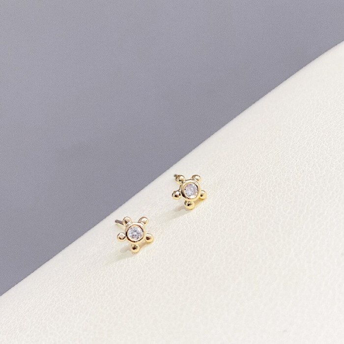One Card Three Pairs Combination Set Design Personality Three-Piece Suit Stud Earrings Sterling Silver Needle Zircon Earrings