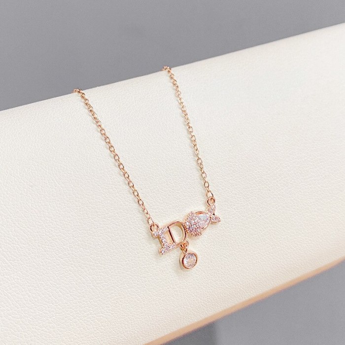Niche Design Letter Necklace Women's Micro-Inlaid Light Luxury Advanced New Popular Net Red All-Match Clavicle Chain