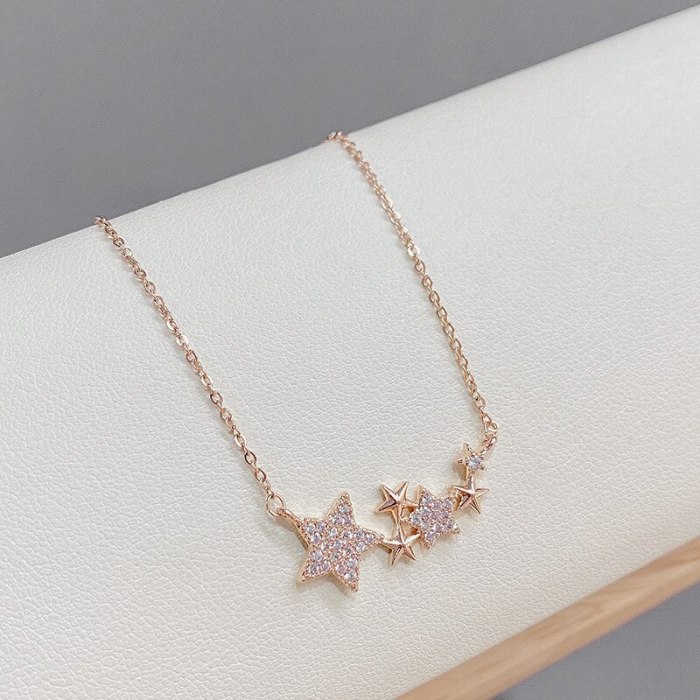 Korean Fashion Pentagram Zircon XINGX Necklace Instagram Mesh Red Style Simple Temperament Clavicle Chain Female Accessories