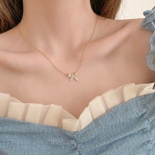 Bow Necklace Light Luxury Minority Design New Women's Clavicle Chain High Sense Necklace Jewelry