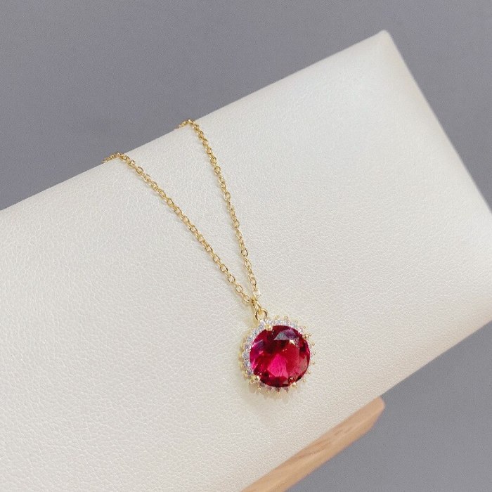 Kate Middleton Wedding Tansang Sapphire Necklace SUNFLOWER Zircon Clavicle Chain Trendy Female