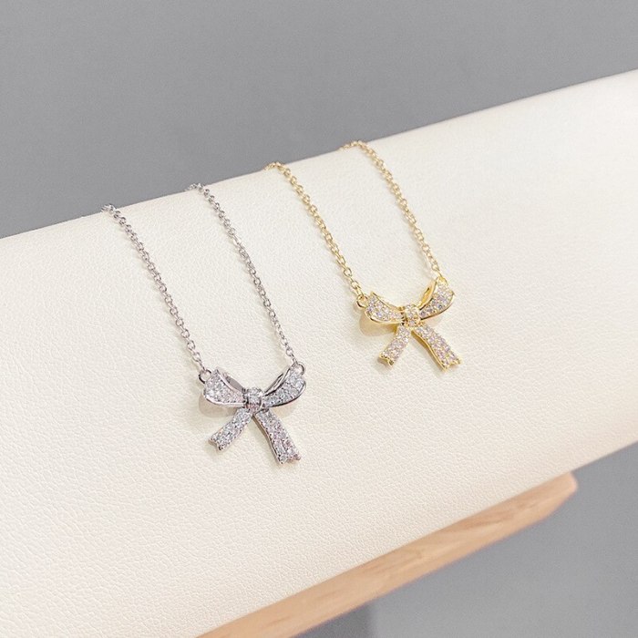 Bow Necklace Light Luxury Minority Design New Women's Clavicle Chain High Sense Necklace Jewelry