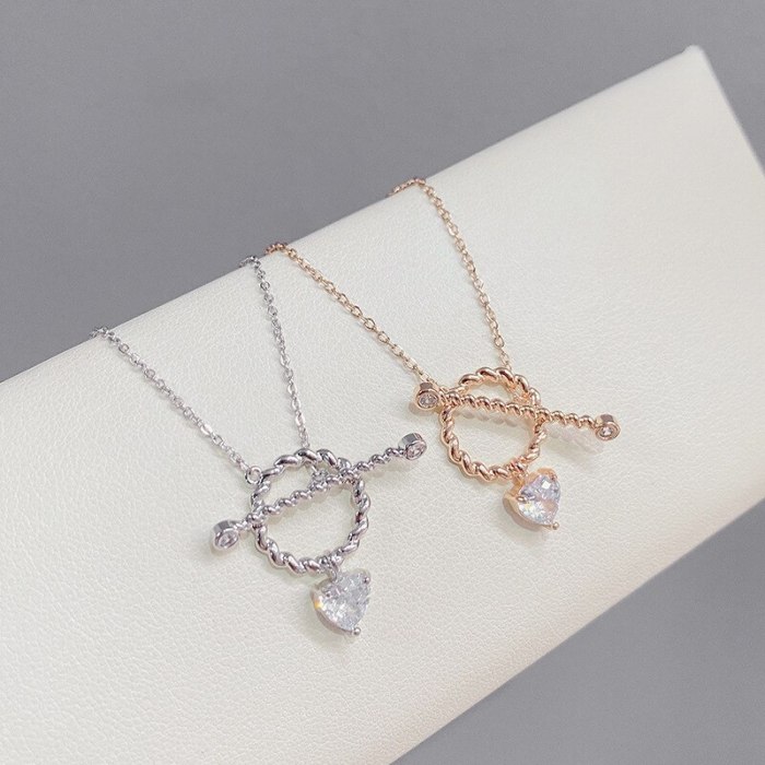 Necklace Korean Simple Personality Elegant Heart Clavicle Chain Female Online Influencer Trendy All-Match Necklace Ornament
