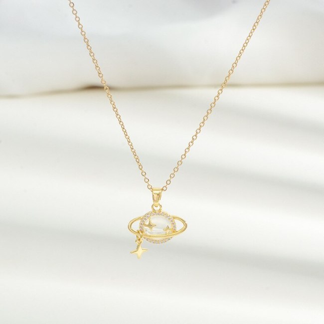 Fantasy Star Micro Zircon-Laid Necklace Female Special-Interest Design Clavicle Chain Simple Valentine's Day Gift for Girlfriend