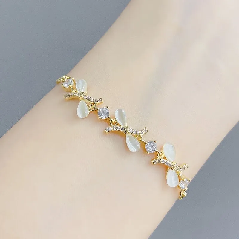 Bow Full Diamond Bracelet Bright Crystal Pull Adjustment Beads Bracelet Student Girlfriend Gifts Hand Jewelry