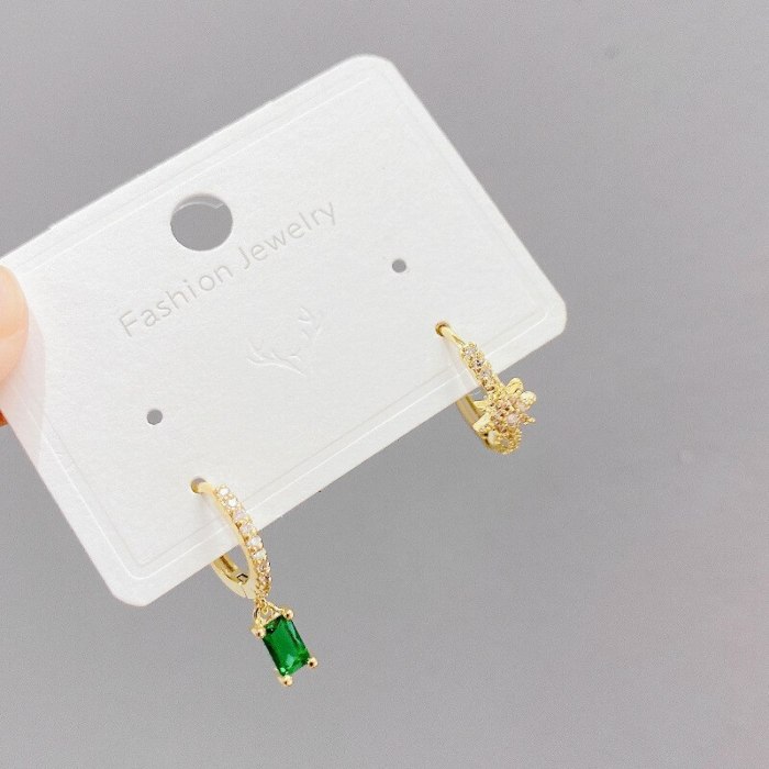 One Card Three Pairs Set Ear Studs Electroplated Real Gold Eight Awn Star Full Diamond Ear Clip Micro Inlaid Zircon Ear Rings