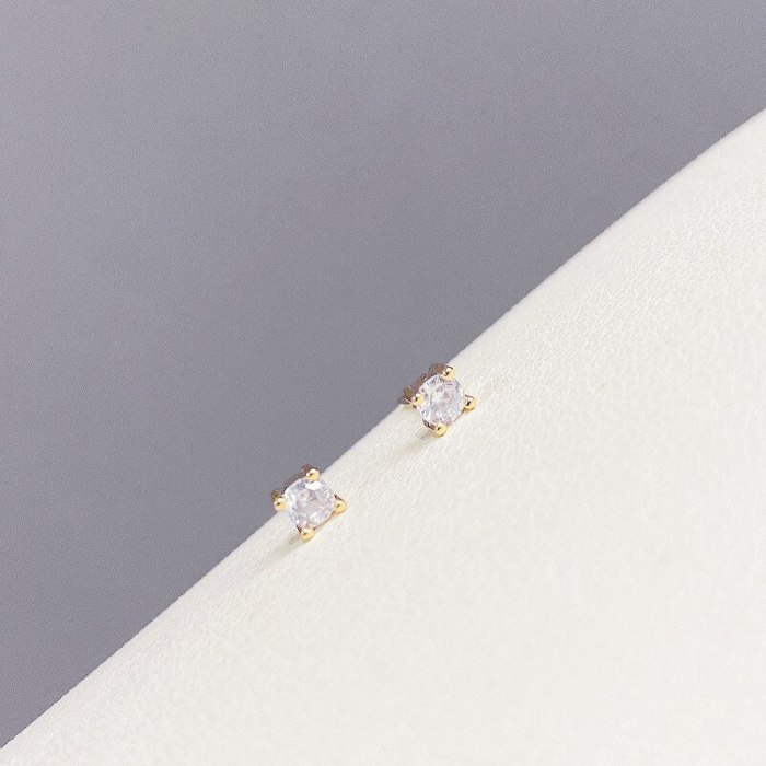 Popular 925 Silver Needle Small Ear Studs One Card Three Pairs Set Combination Zircon Anti-Allergy Small Skirt Earrings
