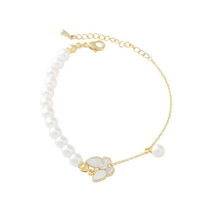 Xiaoqing Xinwei Inlaid Zircon Fritillary Butterfly Bracelet French Style Freshwater Pearl Bracelet Temperament Bracelet