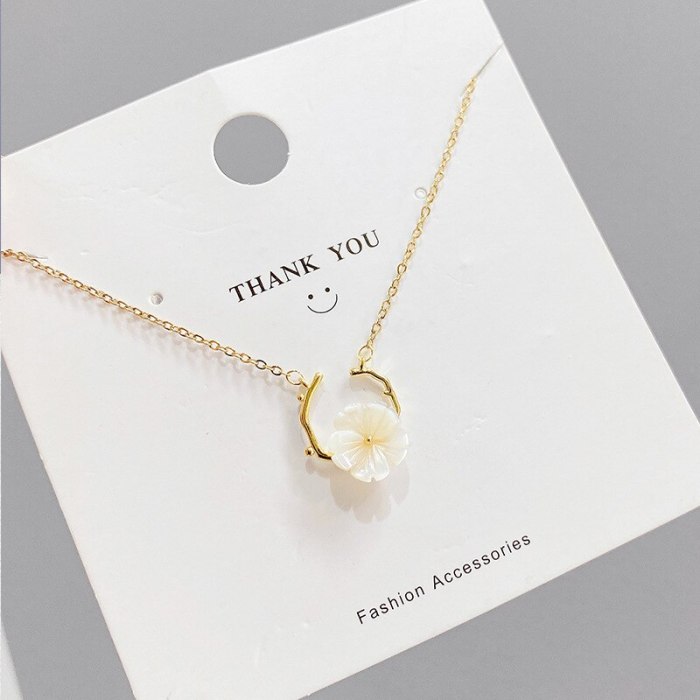 Shell Petal Necklace Women's Korean-Style Fashion All-Match Clavicle Chain Student Girlfriends Gift Ornament Wholesale