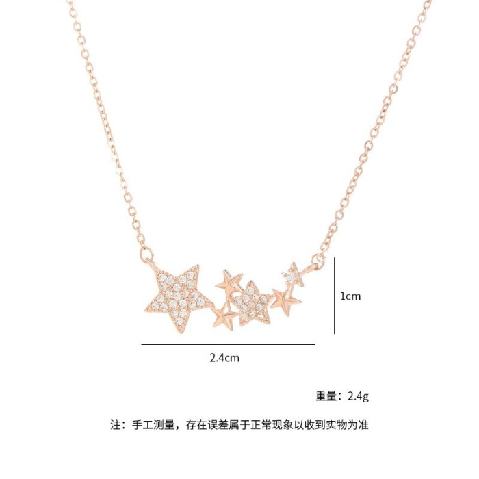 Korean Fashion Pentagram Zircon XINGX Necklace Instagram Mesh Red Style Simple Temperament Clavicle Chain Female Accessories