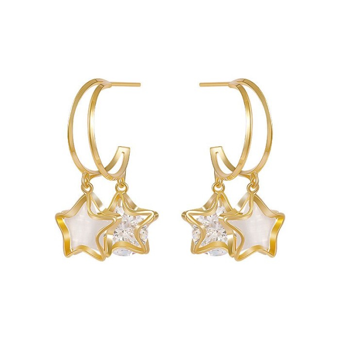 Star Ear Studs Women's Earrings Summer Internet Celebrity High Sense Special-Interest Design Sterling Silver Needle Earrings