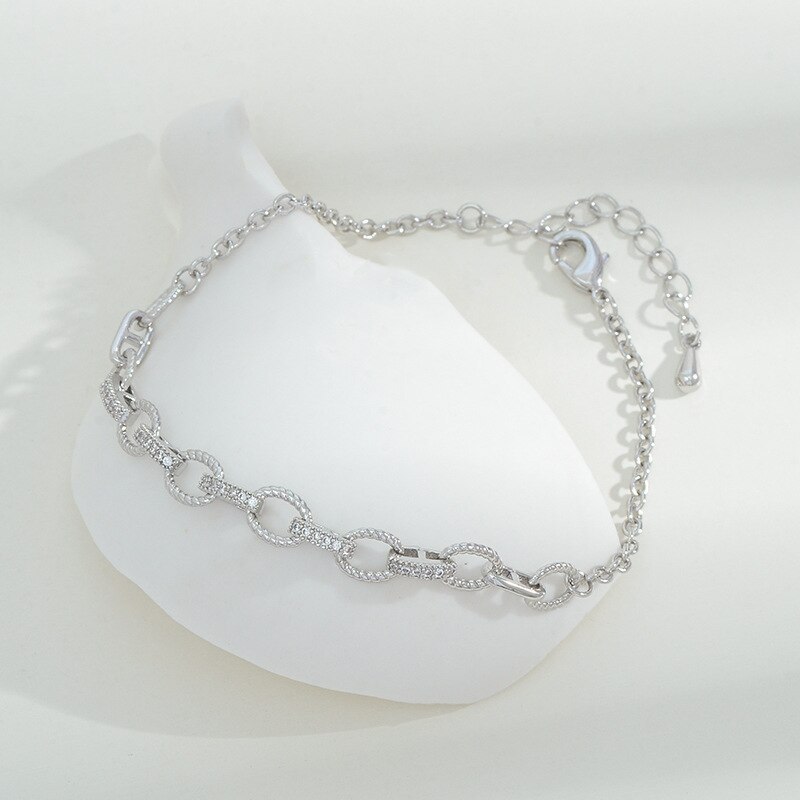 Cross-Border European and American Fashion Pull Bracelet Female Micro Inlaid Zircon Chain Bracelet Hot Sale Jewelry