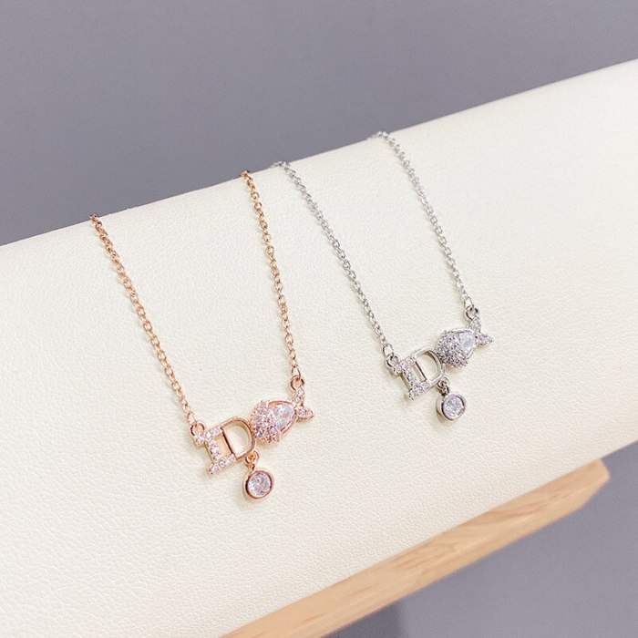 Niche Design Letter Necklace Women's Micro-Inlaid Light Luxury Advanced New Popular Net Red All-Match Clavicle Chain