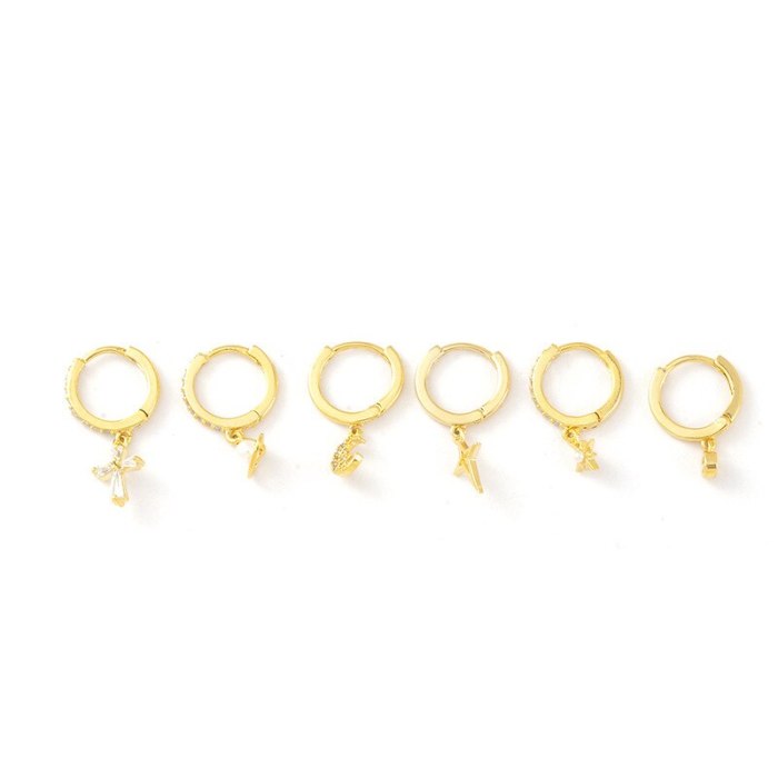Fashion Micro Inlaid Zircon Ear Clip Three-Piece Earrings Small Personality One Card Three Pairs Combination Earrings Earrings