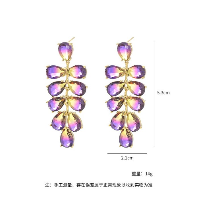 Heavy Industry Gradient Purple Zircon Grape Cluster Stud Earrings Sterling Silver Needle Special-Interest Graceful Earrings