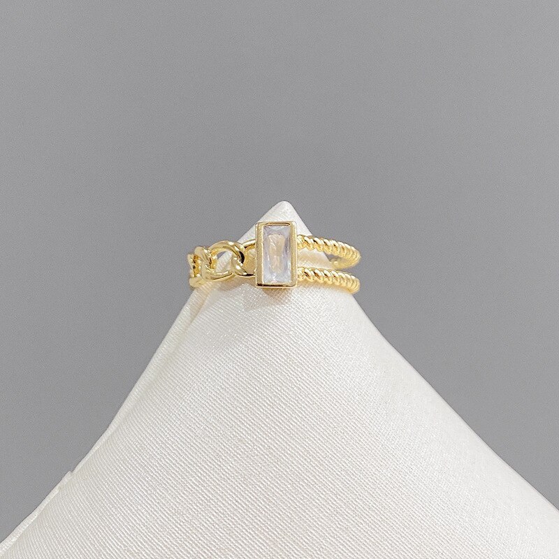 Super Flash Chain Full Rhinestone Zircon Ring Special-Interest Design Net Red Light Luxury Forefinger Ring Opening Ring