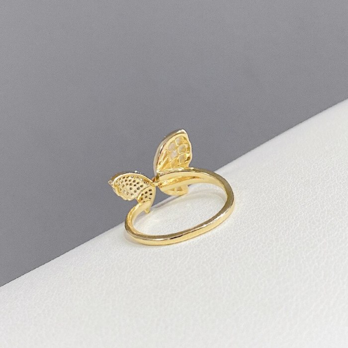 Light Luxury Ins Style Open Butterfly Ring Female High Sense Super Flash Zircon Fritillary Ring Niche Normcore Bag Bracelet