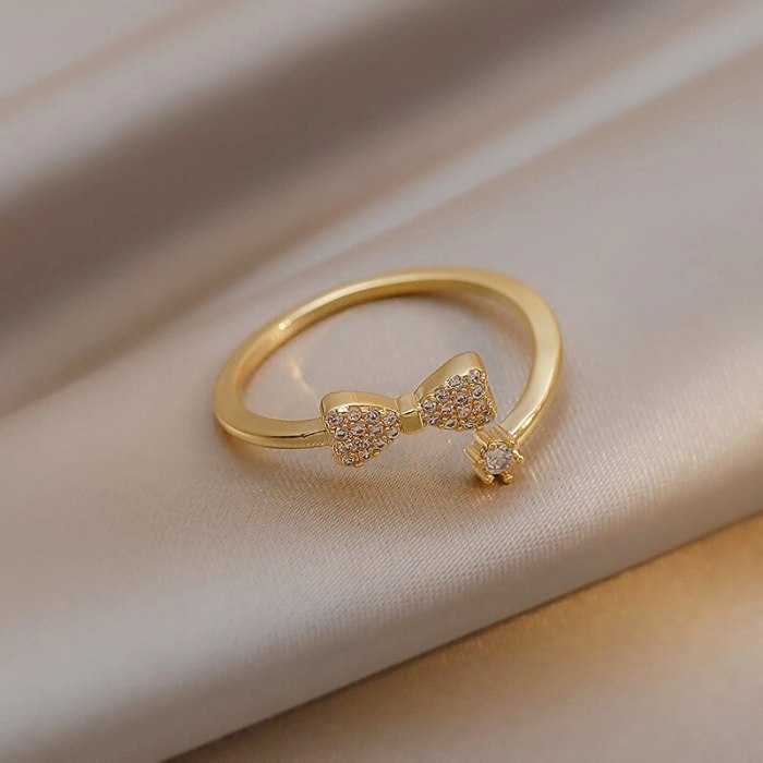 Tiny Bow Ring Female Ins Special-Interest Design Cold Style High-Grade Light Luxury New Ring Fashion