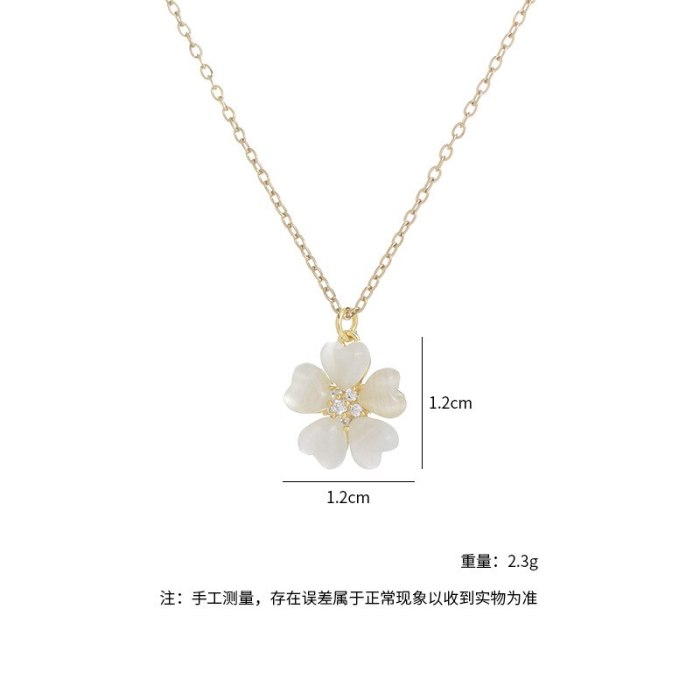 New Peach Heart Opal Petal Necklace Female Personalized Fashionable All-Match Clavicle Chain Ornament