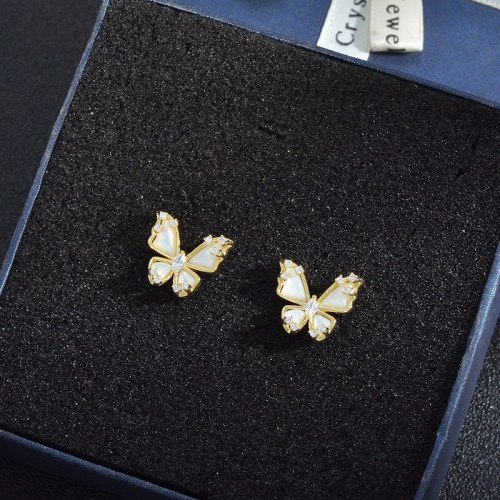 Sterling Silver Needle Butterfly Fritillary Stud Earrings Super Fairy Ins Niche Design Earrings Ornament