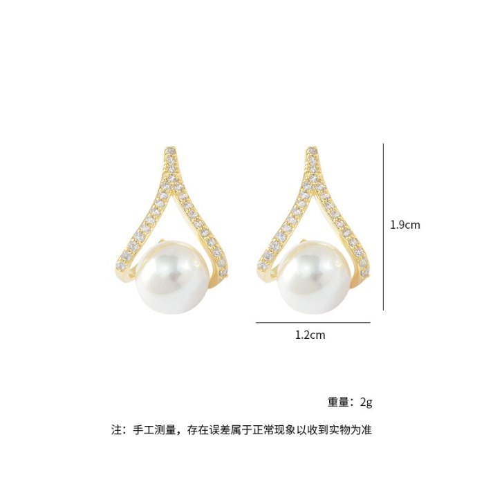 Korean Pearl Earrings Ins Simple Retro Europe and America Earrings 925 Silver Needle Design Sense French Ear Studs Women