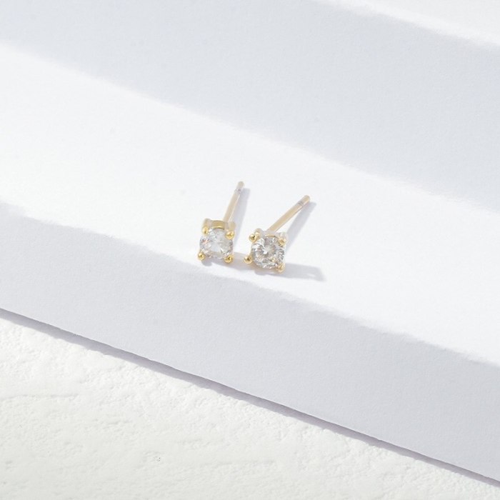 Korean Style Sterling Silver Needle Small Ear Studs One Card Three Pairs Set Combination Zircon Anti-Allergy Earrings