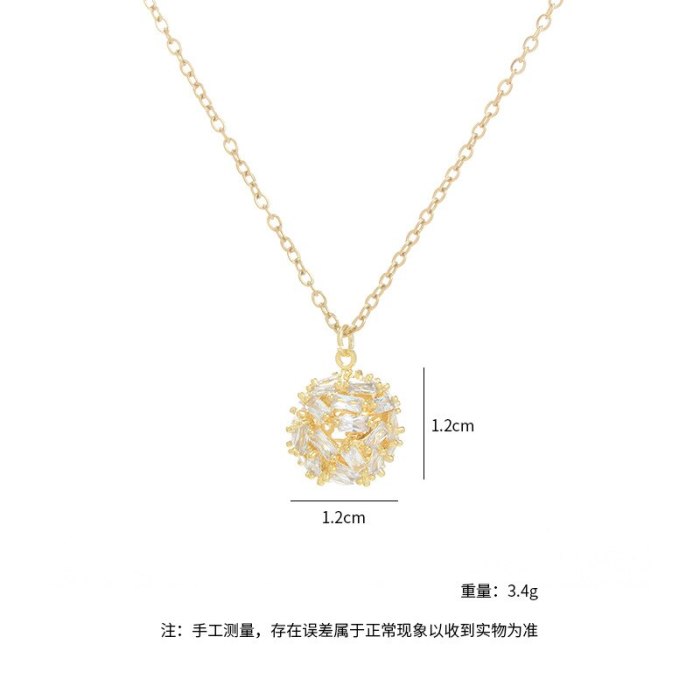 New Micro Inlaid Zircon Ball Necklace Female Special-Interest Design High Sense Clavicle Chain Jewelry