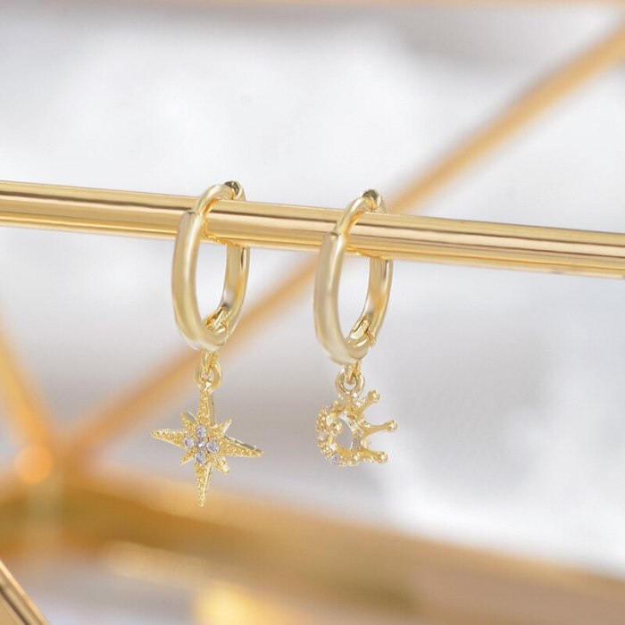 Korean Fashion Eight Awn Star Three-Piece Earrings Small Personality One Card Three Pairs Combination Ear Clips Earrings