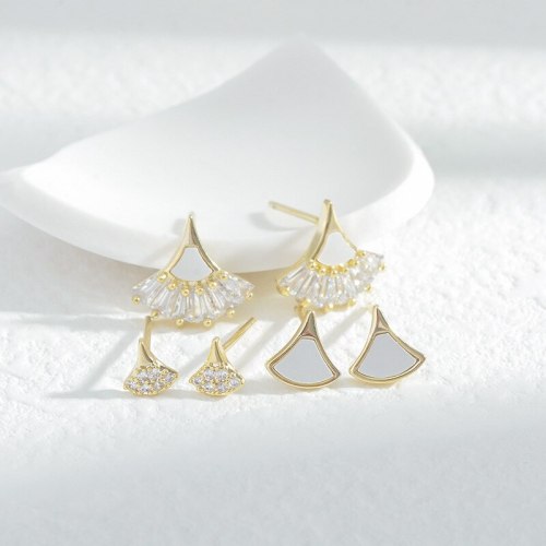 Sterling Silver Needle Fashion Girl Three Piece Set Combination Ear Studs One Card Three Pairs Small Skirt All-Match Earrings