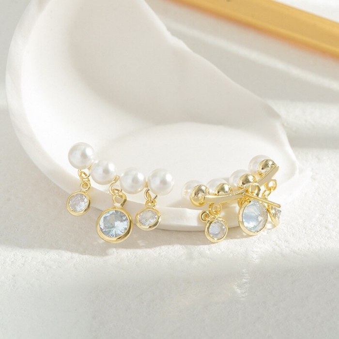 Sterling Silver Needle Pearl Zircon Stud Earrings Female Korean High Sense Frosty Style Earrings Fairy Ear Jewelry