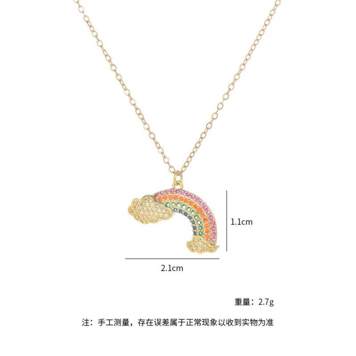 Sweet Temperament Titanium Steel Necklace Women's Fresh Rainbow Necklace Shell Cloud Pendant Fairy Clavicle Chain