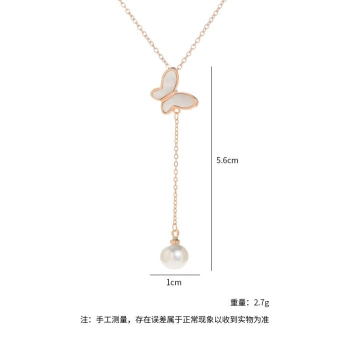 Korean Fashion Zircon Tassel Clavicle Chain Female Niche Design Light Luxury Shell Butterfly Necklace Ornament Wholesale