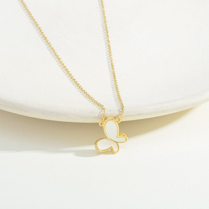 Korean Style Fashionable Natural Shell Butterfly Necklace Female Online Fashion Design Sense Clavicle Chain Fashion