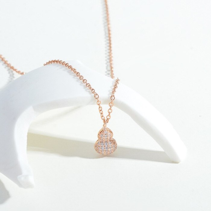 New Gourd Necklace Female Ethnic Style Fashion Retro Korean Type Micro Inlaid Zircon Necklace Clavicle Chain Jewelry