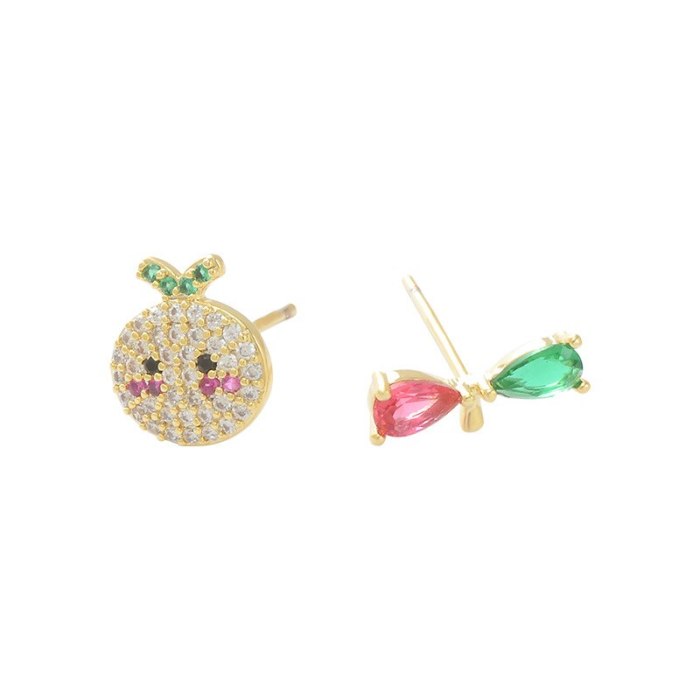 INS Style Cute Tropical Fruit Ear Studs Female Zircon Eardrops Earrings Internet Celebrity Ornament Wholesale