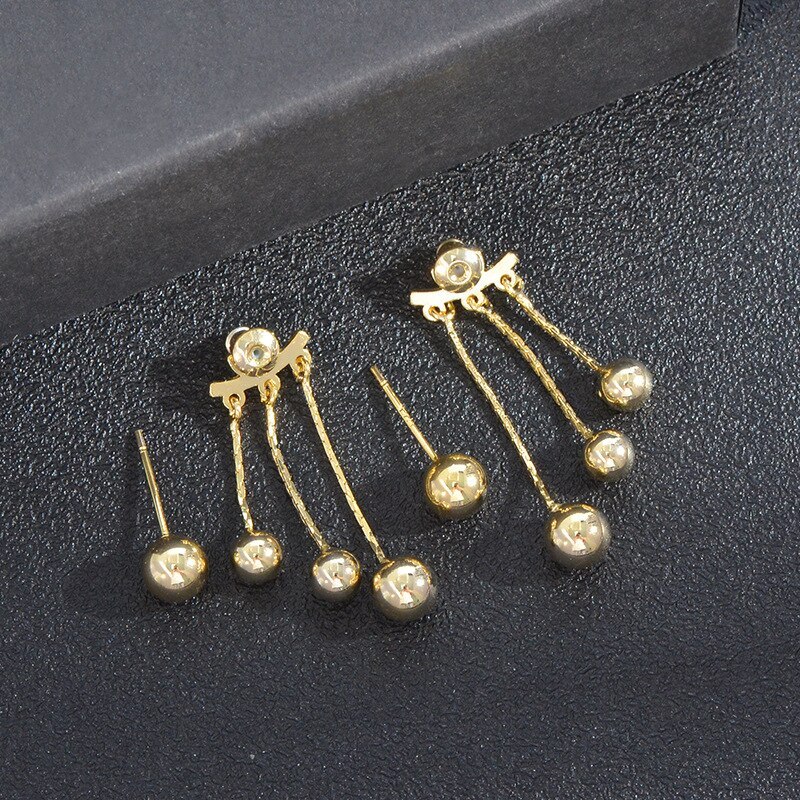 Korean Fashion Earrings Sterling Silver Needle Small Balls Stud Earrings Three-Dimensional Tassel Earrings Exquisite Earrings