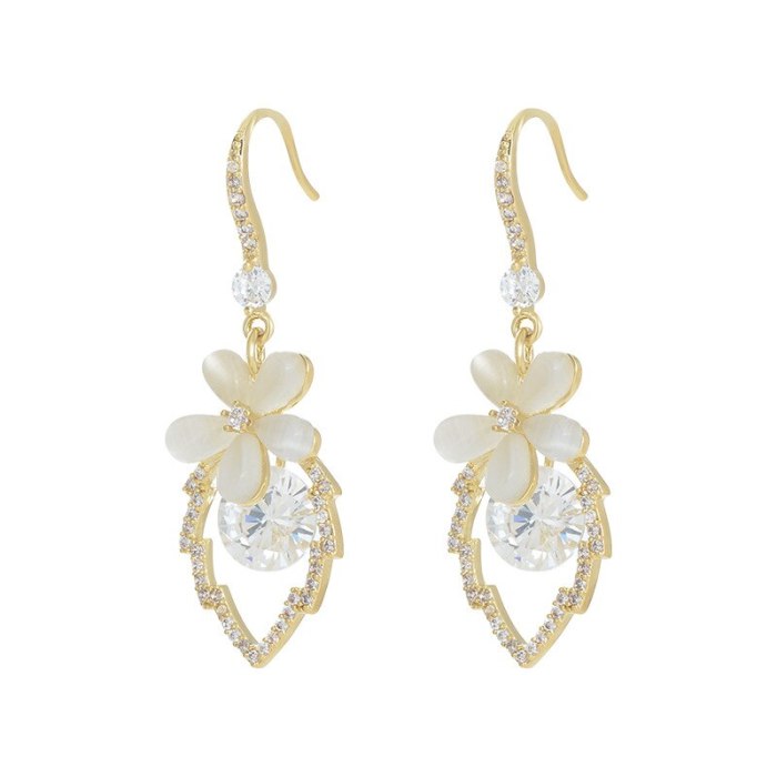 Sterling Silver Needle Opal Earrings Hot Sale European and American Ornament
